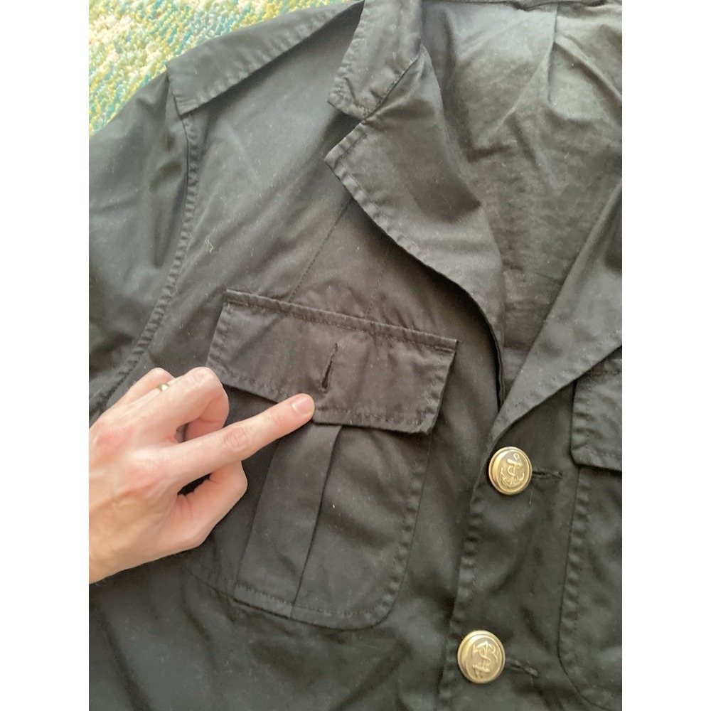 VTG Polo Ralph Lauren Jacket Mens Large Nautical Military Black Gold Buttons - Picture 9 of 12